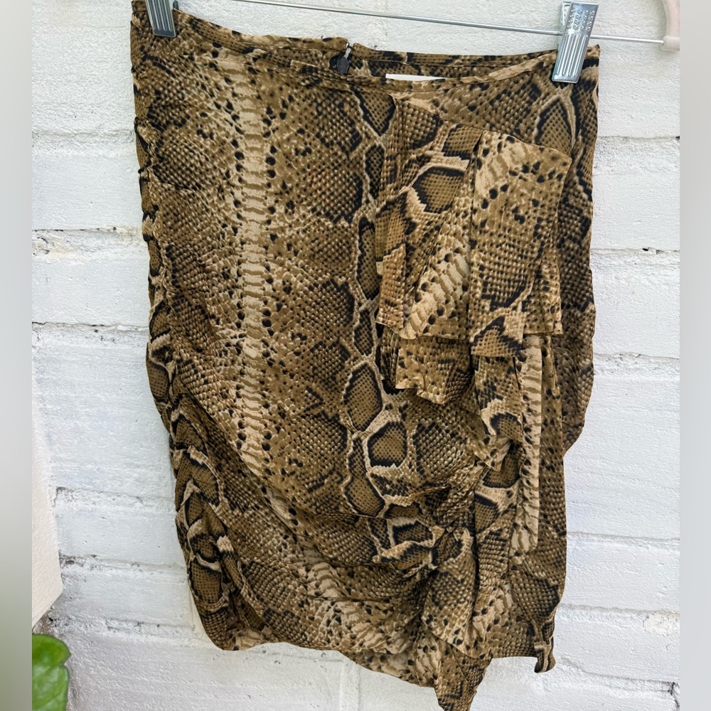 ISABEL MARANT ETOILE Side Gathered Snakeskin Pattern Skirt size 34